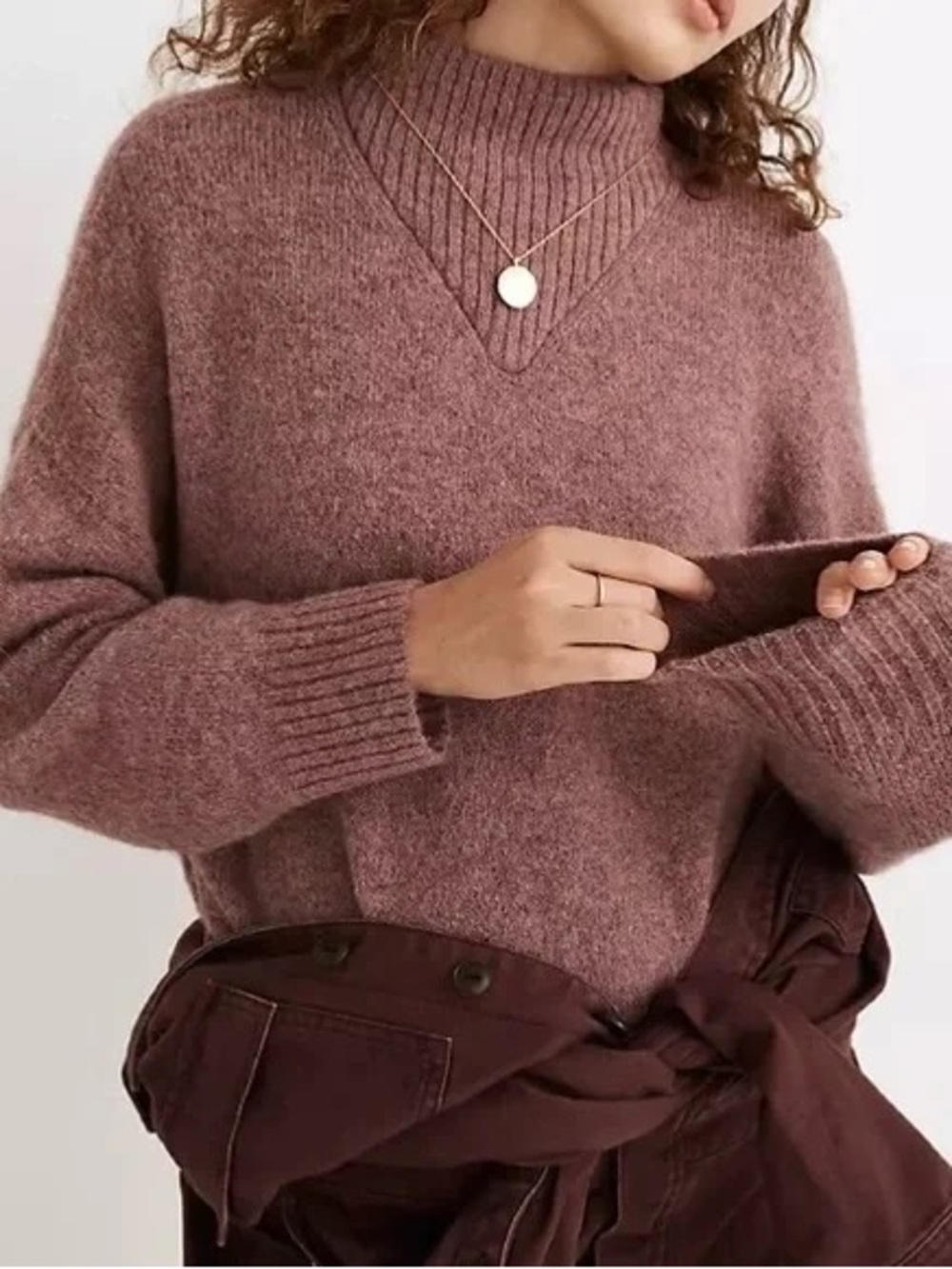 Madewellβ Dillon Mock Neck Sweater Womenβs Small Alpaca Blend Mauve